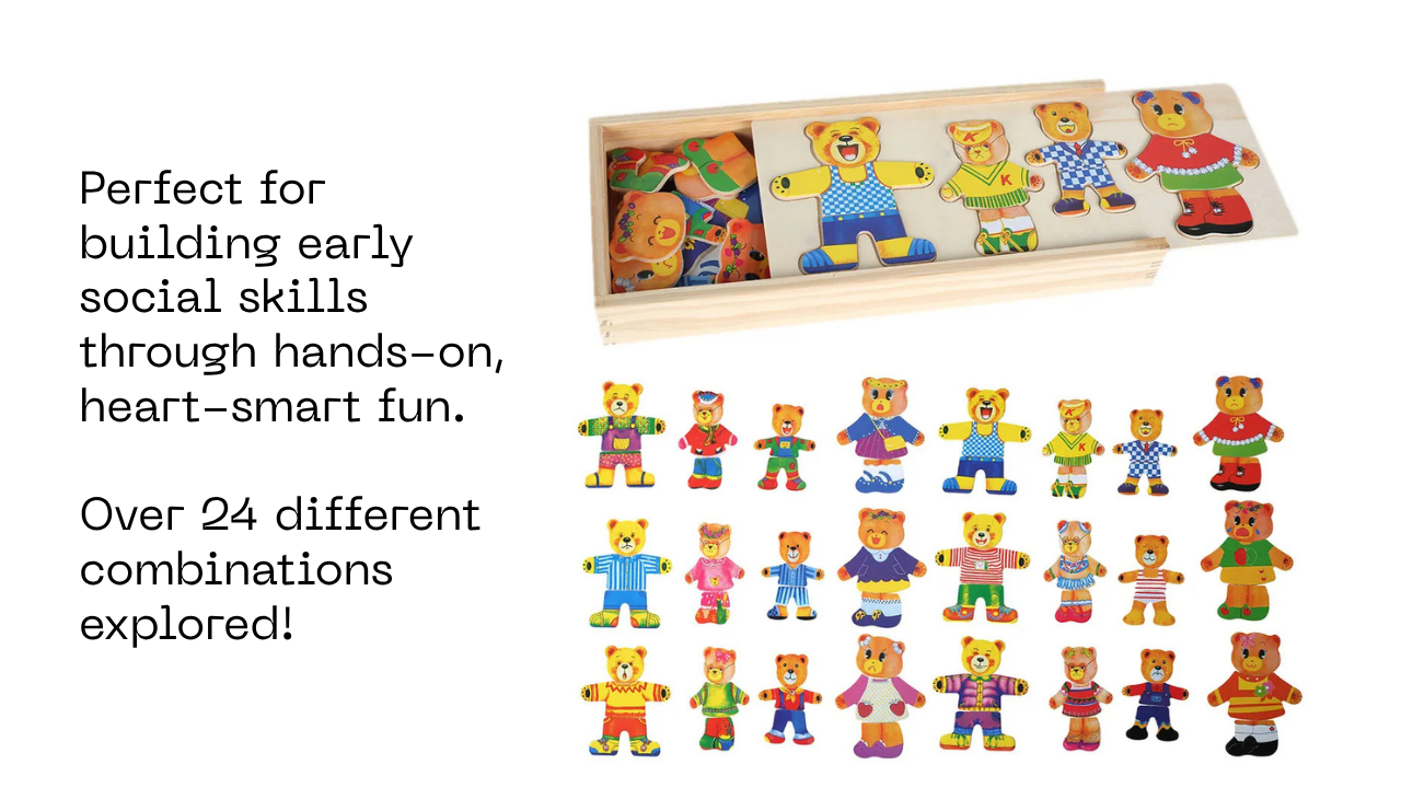 Little Bear Change Clothes Children'S Early Education Wooden Jigsaw Puzzle Dressing Game Baby Puzzle Toys for Children Gift